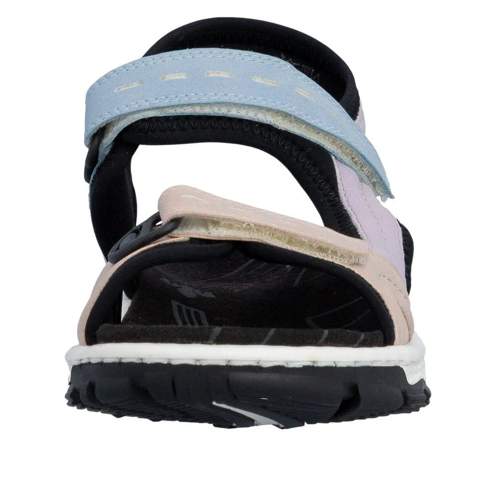 Rieker 68866-93 women's multi-strap touch fastening sandals with cushioned sole and sporty design.