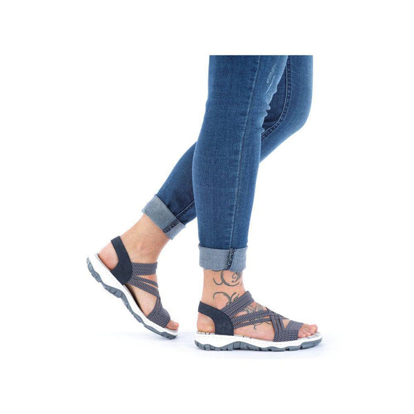Rieker 68888-14 Ladies Navy Blue Synthetic Pull On Sandals-elevate your sole