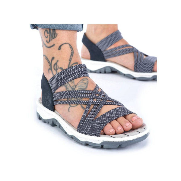 Rieker 68888-14 Ladies Navy Blue Synthetic Pull On Sandals-elevate your sole