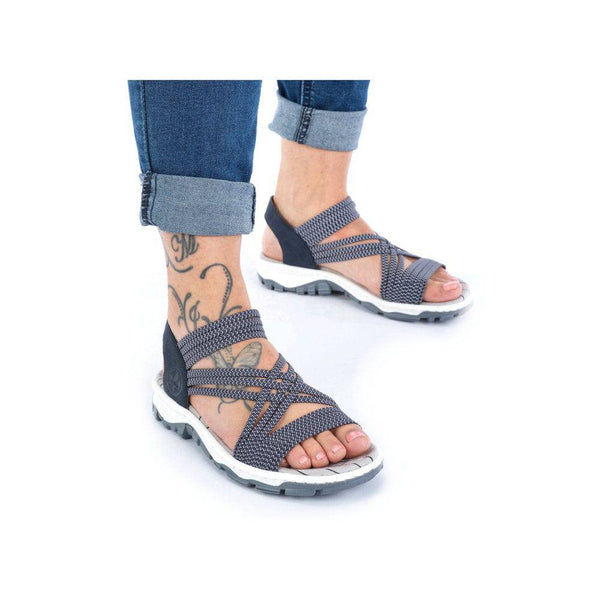 Rieker 68888-14 Ladies Navy Blue Synthetic Pull On Sandals-elevate your sole