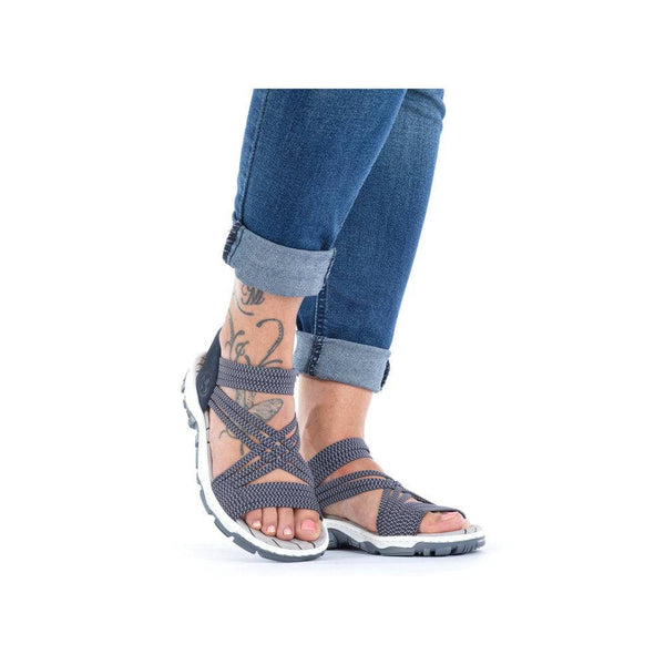 Rieker 68888-14 Ladies Navy Blue Synthetic Pull On Sandals-elevate your sole