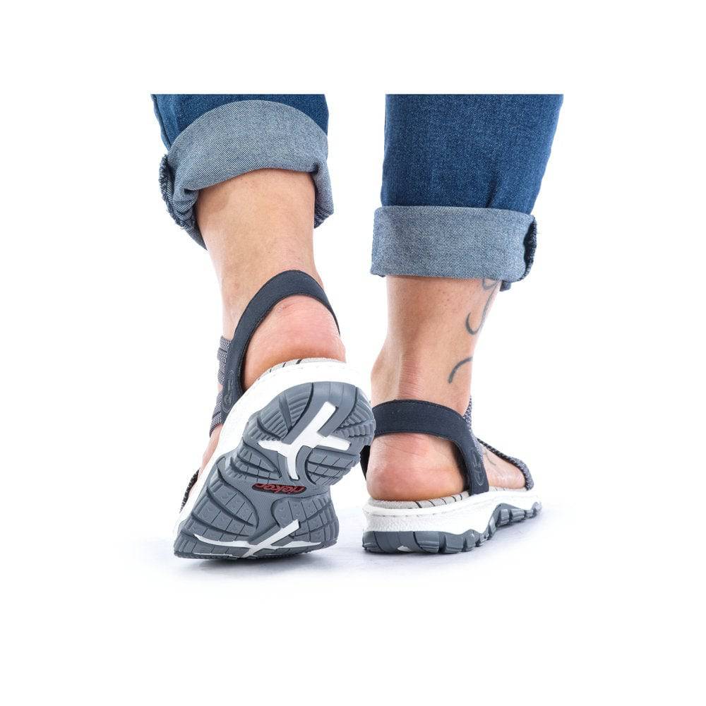 Rieker 68888-14 Ladies Navy Blue Synthetic Pull On Sandals-elevate your sole