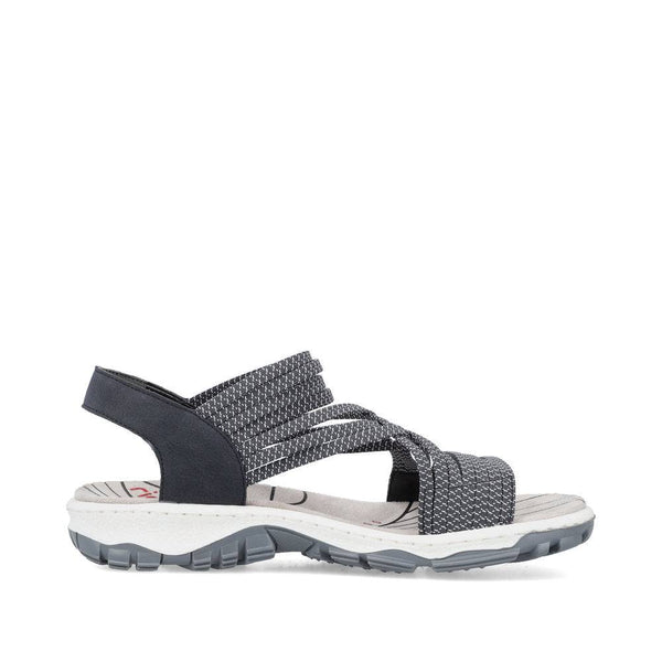 Rieker 68888-14 Ladies Navy Blue Synthetic Pull On Sandals-elevate your sole