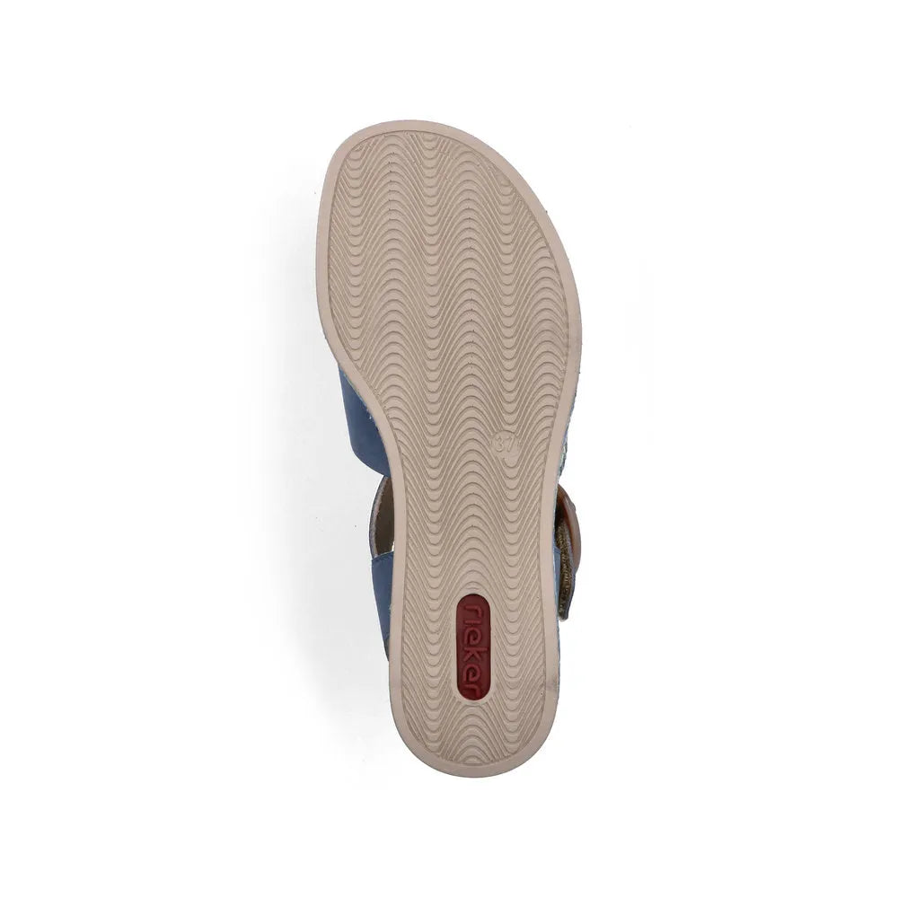 Rieker 69469-14 women's navy touch fastening sandals with cushioned sole and adjustable straps.