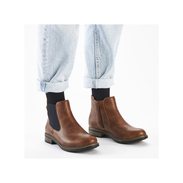Rieker 72254-24 Ladies Brown Side Zip Ankle Boots-elevate your sole