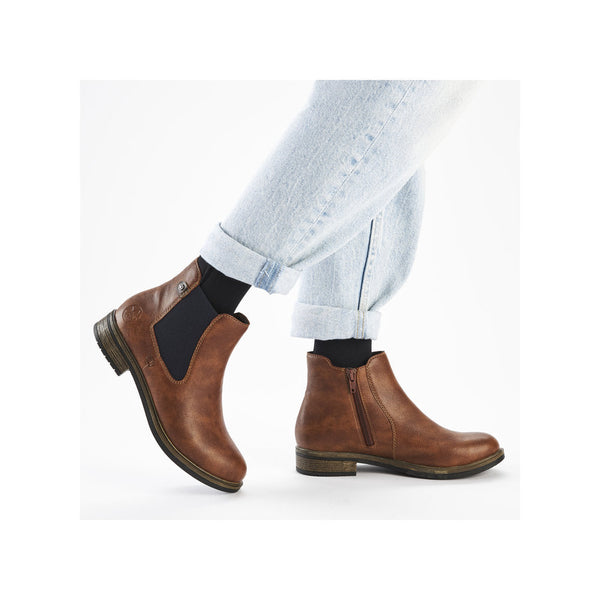 Rieker 72254-24 Ladies Brown Side Zip Ankle Boots-elevate your sole