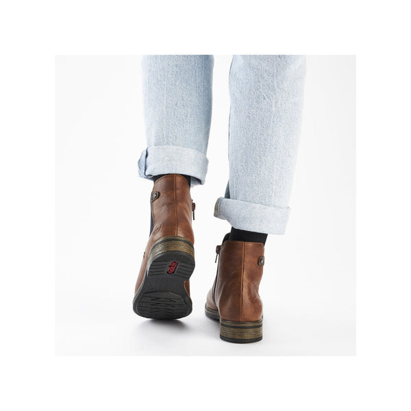 Rieker 72254-24 Ladies Brown Side Zip Ankle Boots-elevate your sole