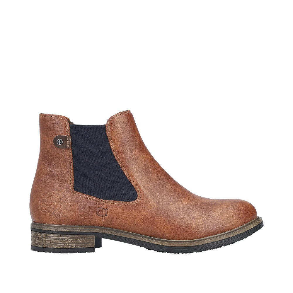 Rieker 72254-24 Ladies Brown Side Zip Ankle Boots-elevate your sole