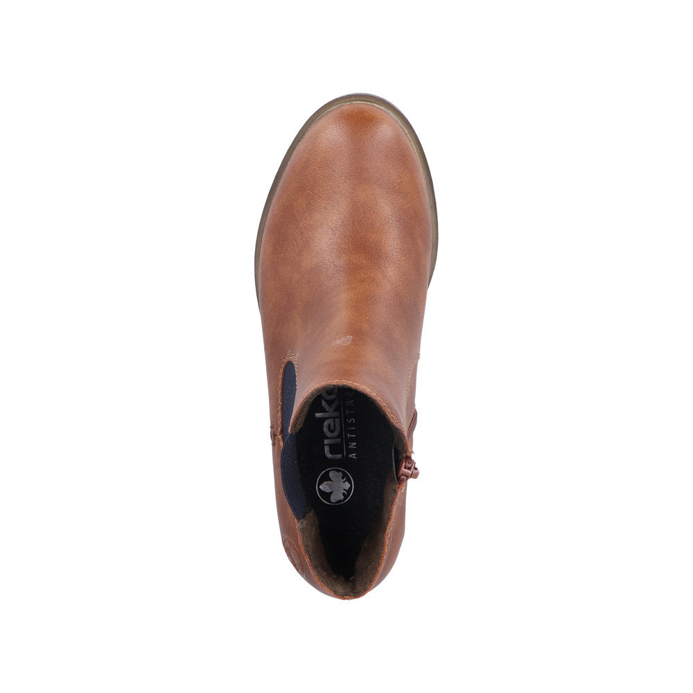 Rieker 72254-24 Ladies Brown Side Zip Ankle Boots-elevate your sole