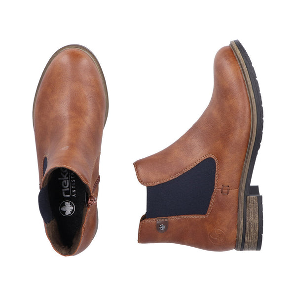 Rieker 72254-24 Ladies Brown Side Zip Ankle Boots-elevate your sole