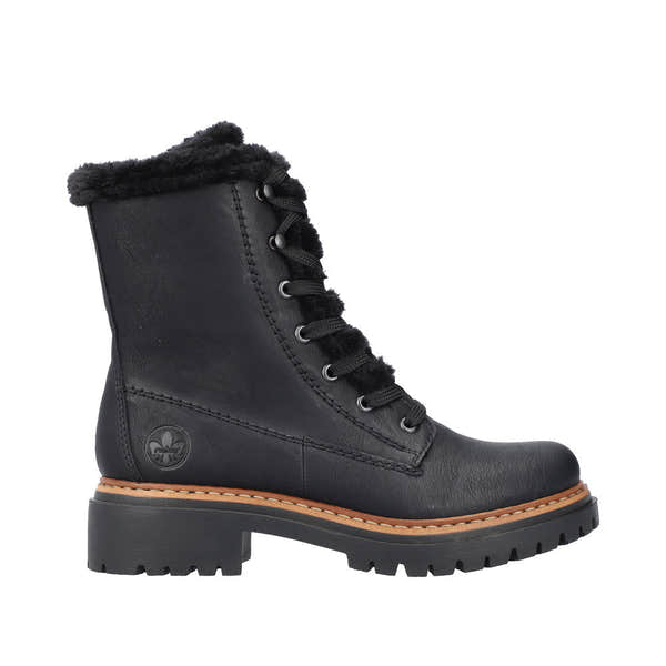 Rieker 72625-00 Ladies Black Zip & Lace Ankle Boots-elevate your sole