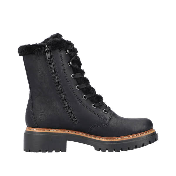 Rieker 72625-00 Ladies Black Zip & Lace Ankle Boots-elevate your sole