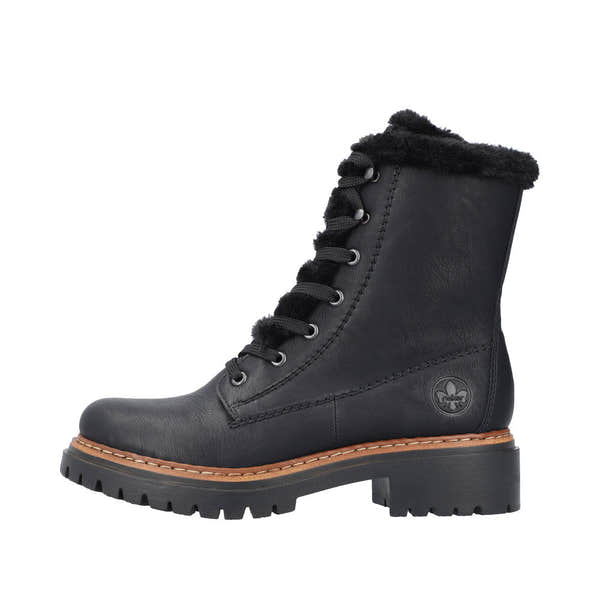 Rieker 72625-00 Ladies Black Zip & Lace Ankle Boots-elevate your sole