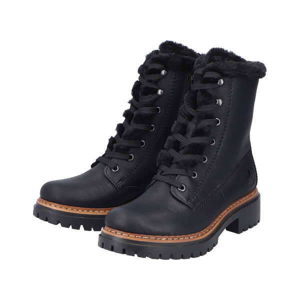 Rieker 72625-00 Ladies Black Zip & Lace Ankle Boots-elevate your sole