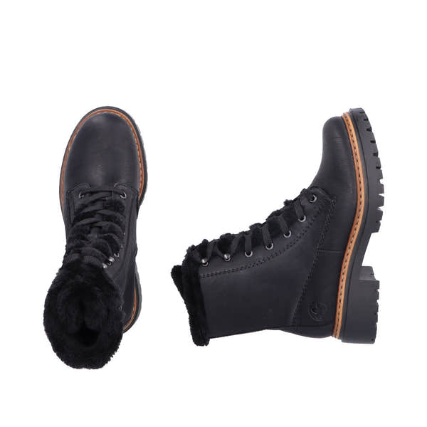 Rieker 72625-00 Ladies Black Zip & Lace Ankle Boots-elevate your sole