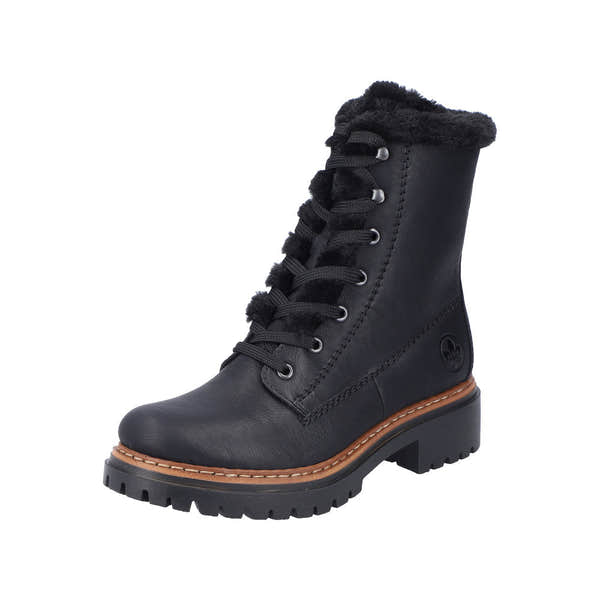 Rieker 72625-00 Ladies Black Zip & Lace Ankle Boots-elevate your sole