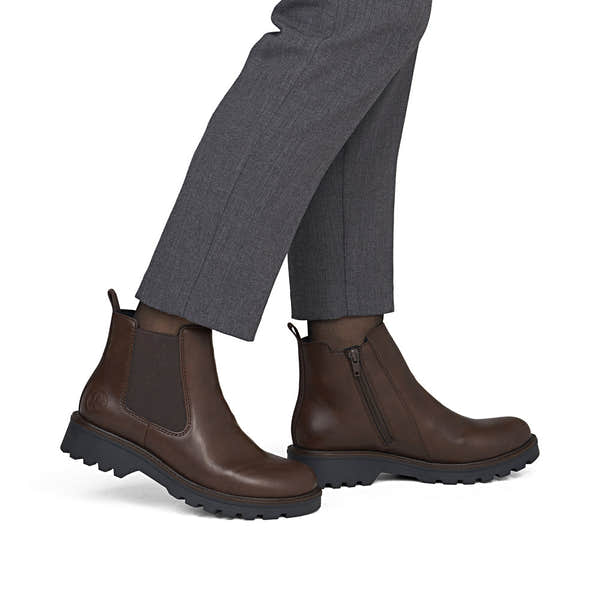 Rieker 73250-25 Ladies Brown Side Zip Ankle Boots