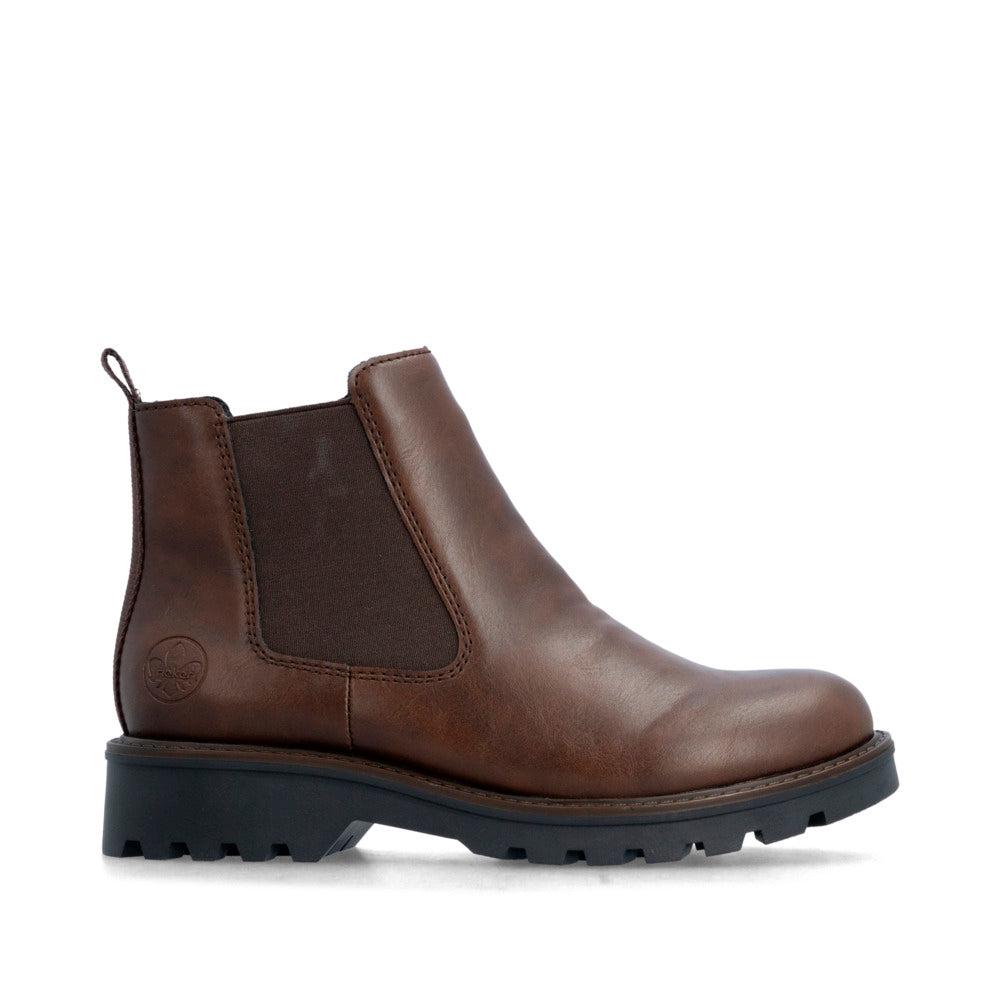 Rieker 73250-25 Ladies Brown Side Zip Ankle Boots