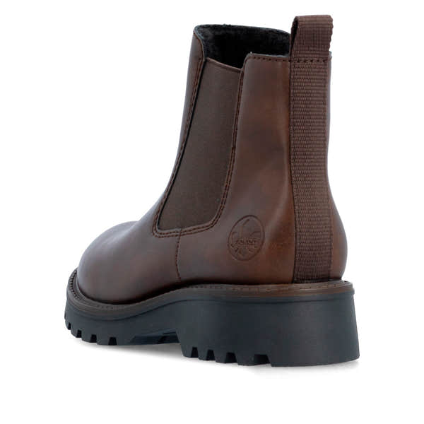Rieker 73250-25 Ladies Brown Side Zip Ankle Boots