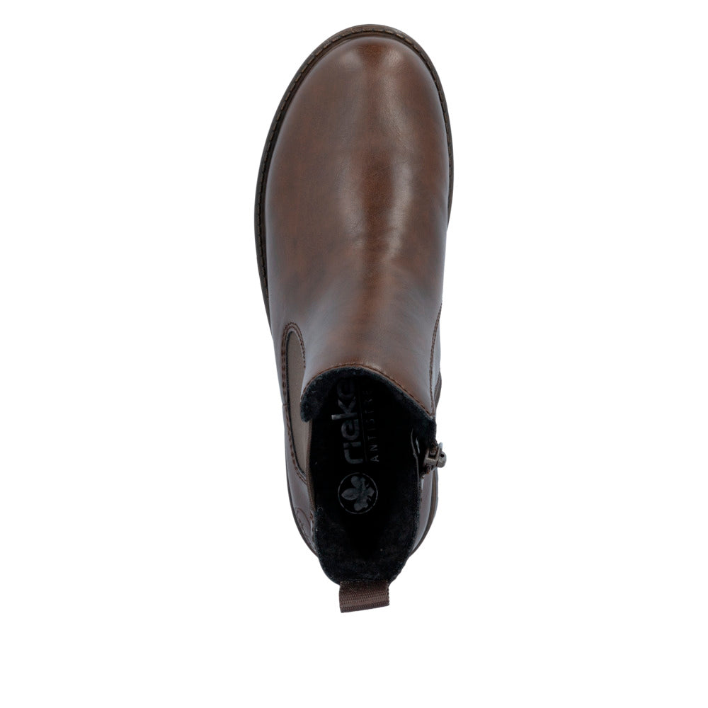 Rieker 73250-25 Ladies Brown Side Zip Ankle Boots