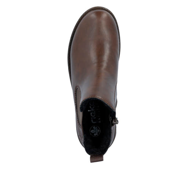 Rieker 73250-25 Ladies Brown Side Zip Ankle Boots