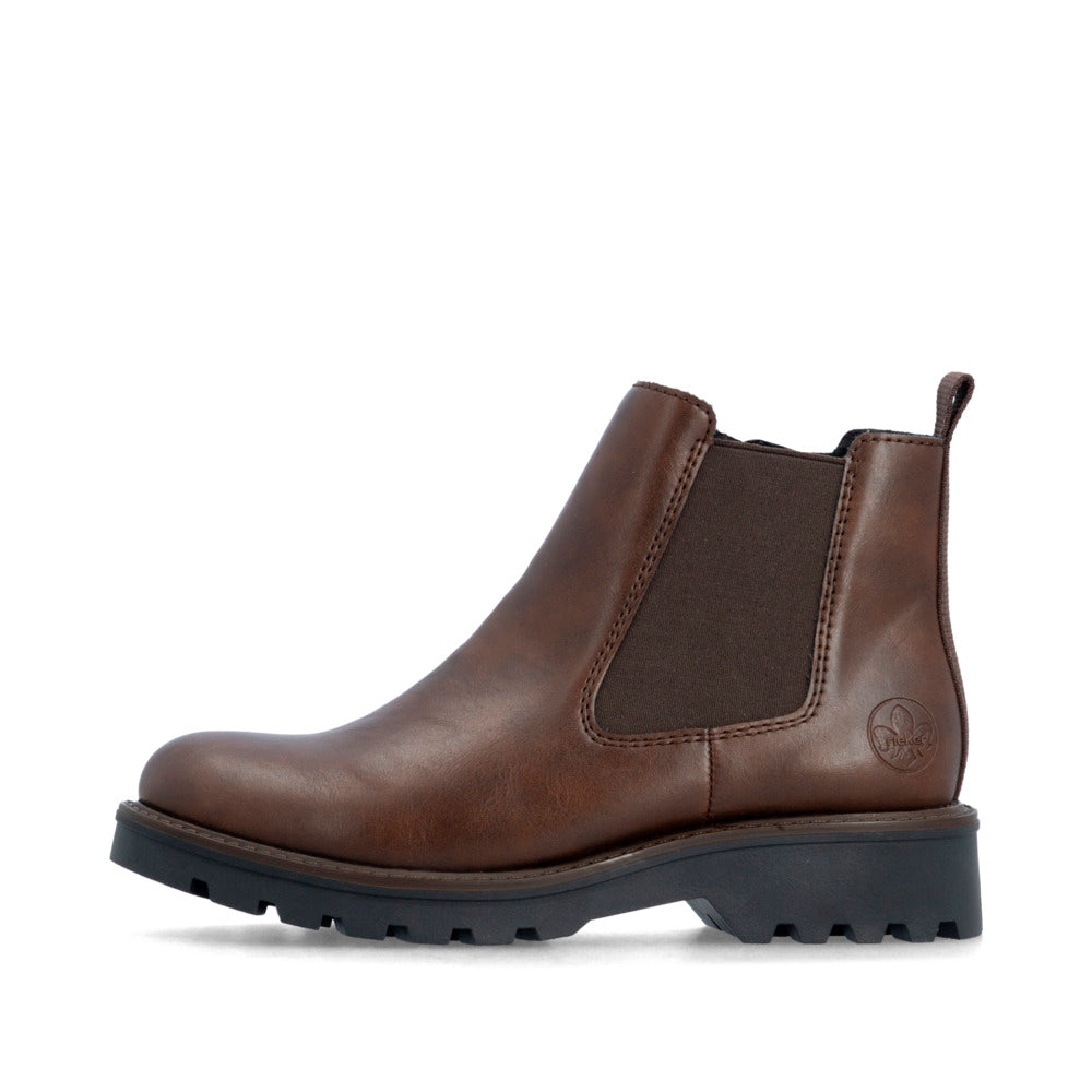 Rieker 73250-25 Ladies Brown Side Zip Ankle Boots