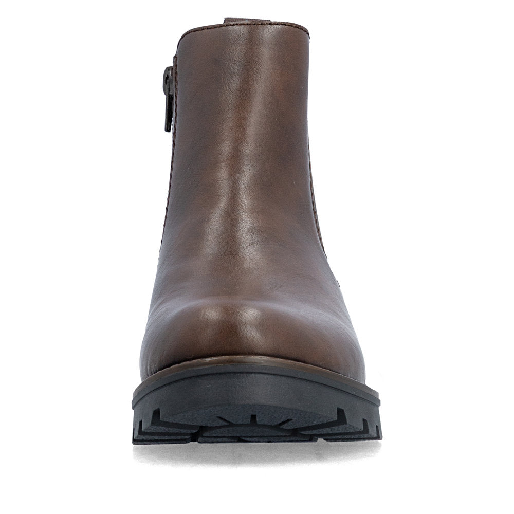 Rieker 73250-25 Ladies Brown Side Zip Ankle Boots
