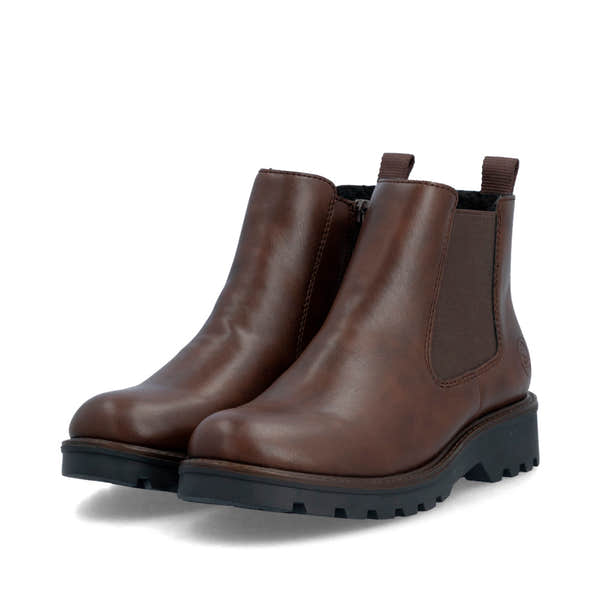 Rieker 73250-25 Ladies Brown Side Zip Ankle Boots