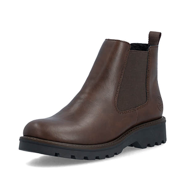Rieker 73250-25 Ladies Brown Side Zip Ankle Boots