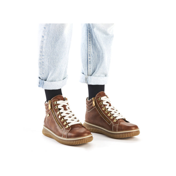 Rieker 74233-24 Ladies Brown Water Resistant Zip & Lace Ankle Boots-elevate your sole