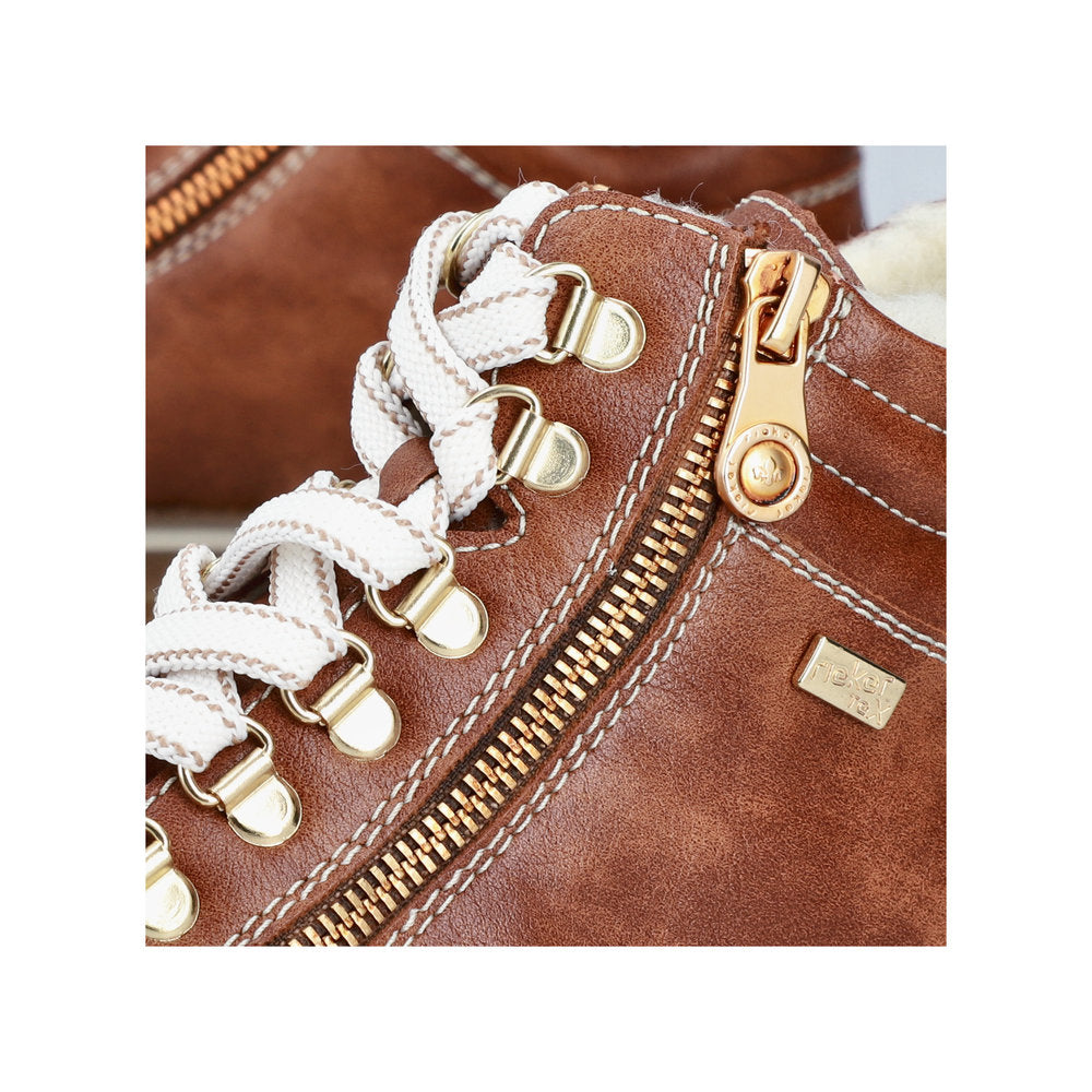 Rieker 74233-24 Ladies Brown Water Resistant Zip & Lace Ankle Boots-elevate your sole