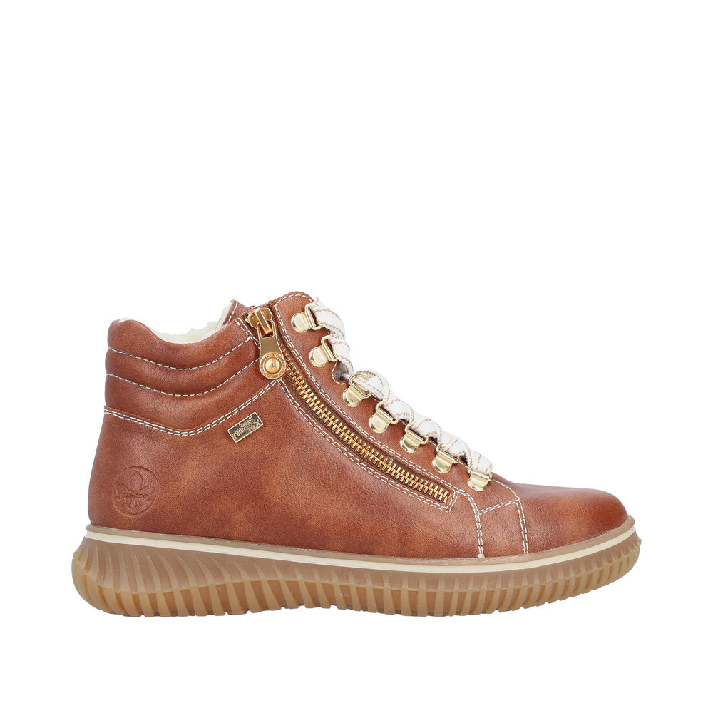 Rieker 74233-24 Ladies Brown Water Resistant Zip & Lace Ankle Boots-elevate your sole
