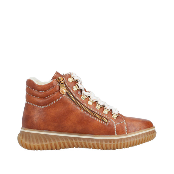 Rieker 74233-24 Ladies Brown Water Resistant Zip & Lace Ankle Boots-elevate your sole