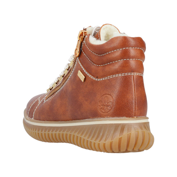 Rieker 74233-24 Ladies Brown Water Resistant Zip & Lace Ankle Boots-elevate your sole