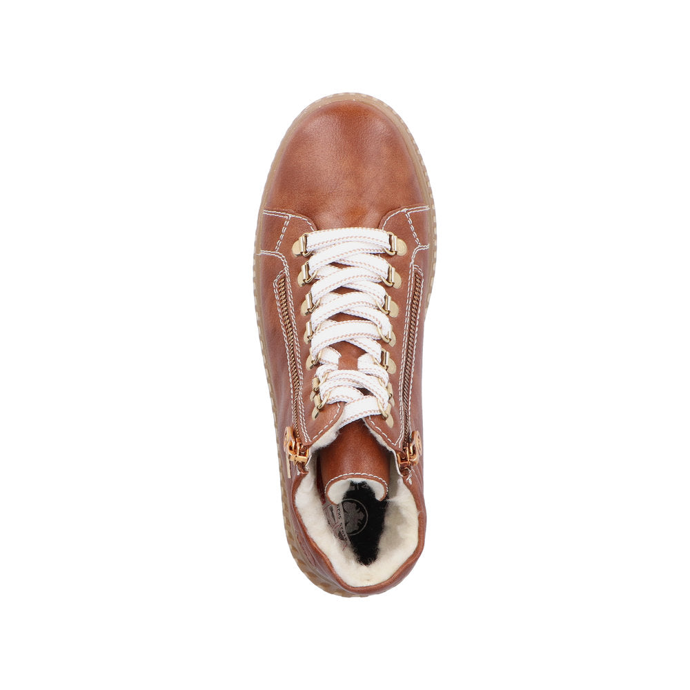 Rieker 74233-24 Ladies Brown Water Resistant Zip & Lace Ankle Boots-elevate your sole