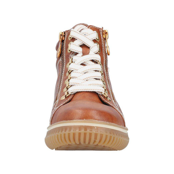 Rieker 74233-24 Ladies Brown Water Resistant Zip & Lace Ankle Boots-elevate your sole