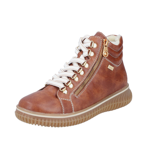 Rieker 74233-24 Ladies Brown Water Resistant Zip & Lace Ankle Boots-elevate your sole