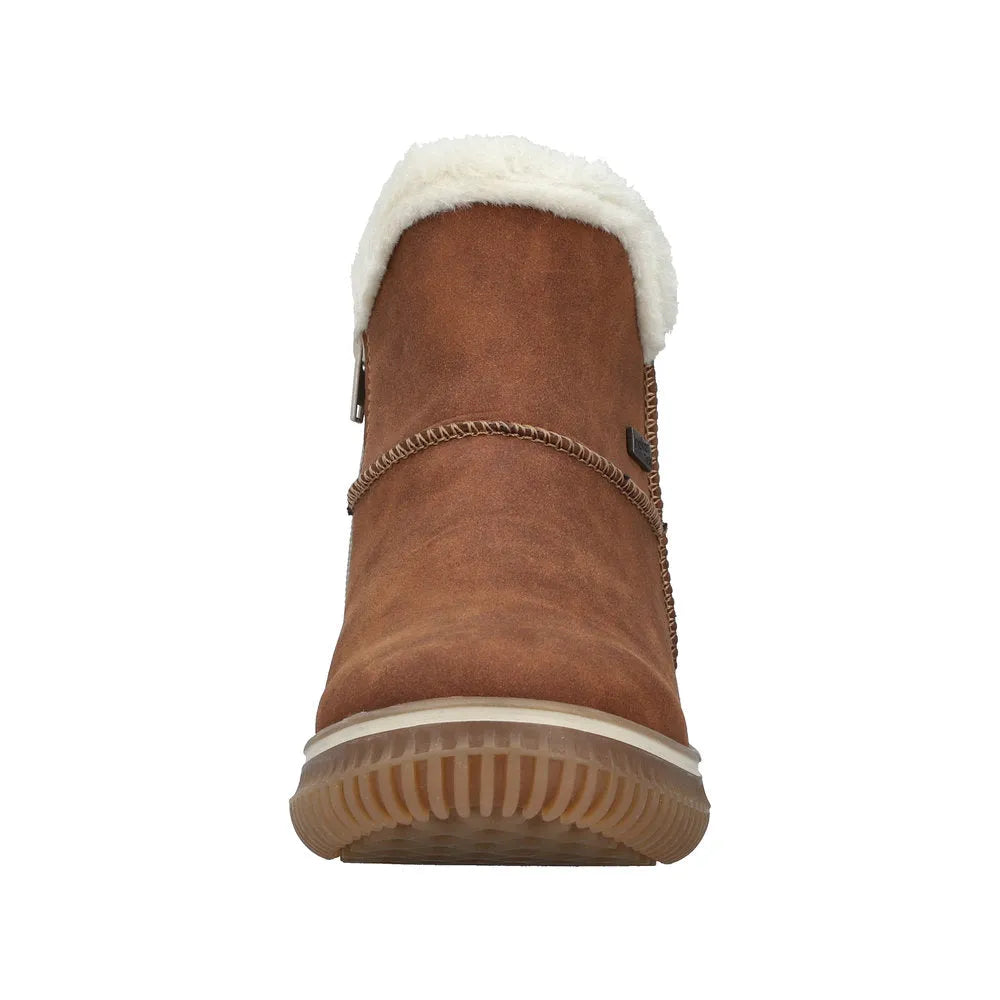 Rieker 74260-25 Ladies Brandy Water Resistant Slip On Ankle Boots-elevate your sole