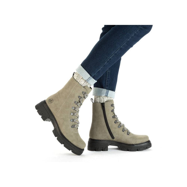 Rieker 74643-52 Ladies Green Side Zip Ankle Boots-elevate your sole