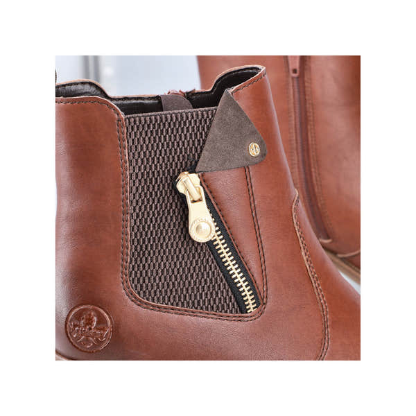 Rieker 77550-22 Ladies Brown Side Zip Ankle Boots-elevate your sole