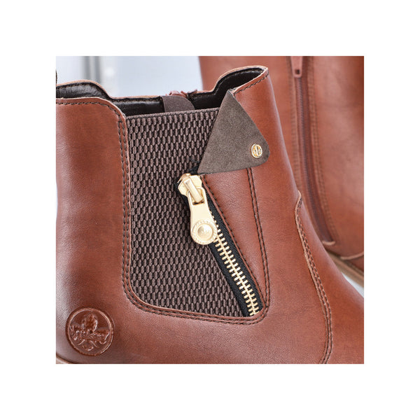 Rieker 77550-22 Ladies Brown Side Zip Ankle Boots-elevate your sole