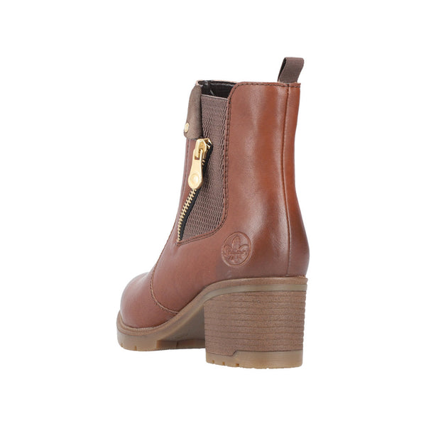 Rieker 77550-22 Ladies Brown Side Zip Ankle Boots-elevate your sole