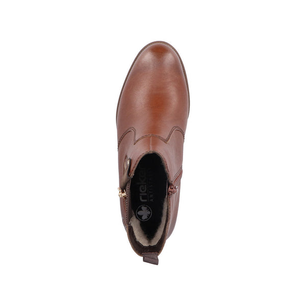 Rieker 77550-22 Ladies Brown Side Zip Ankle Boots-elevate your sole