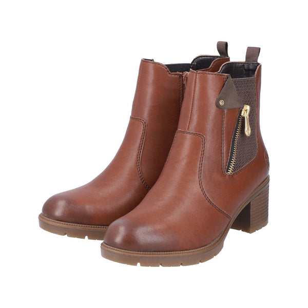 Rieker 77550-22 Ladies Brown Side Zip Ankle Boots-elevate your sole