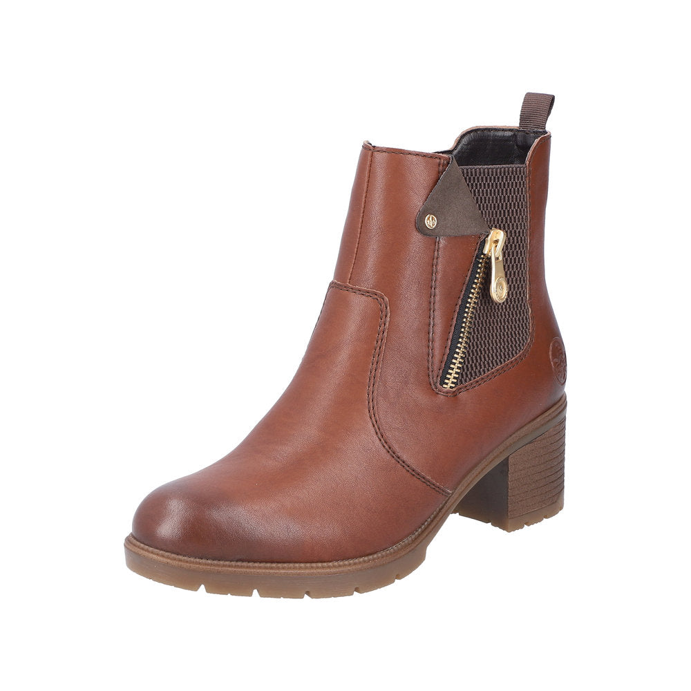 Rieker 77550-22 Ladies Brown Side Zip Ankle Boots-elevate your sole