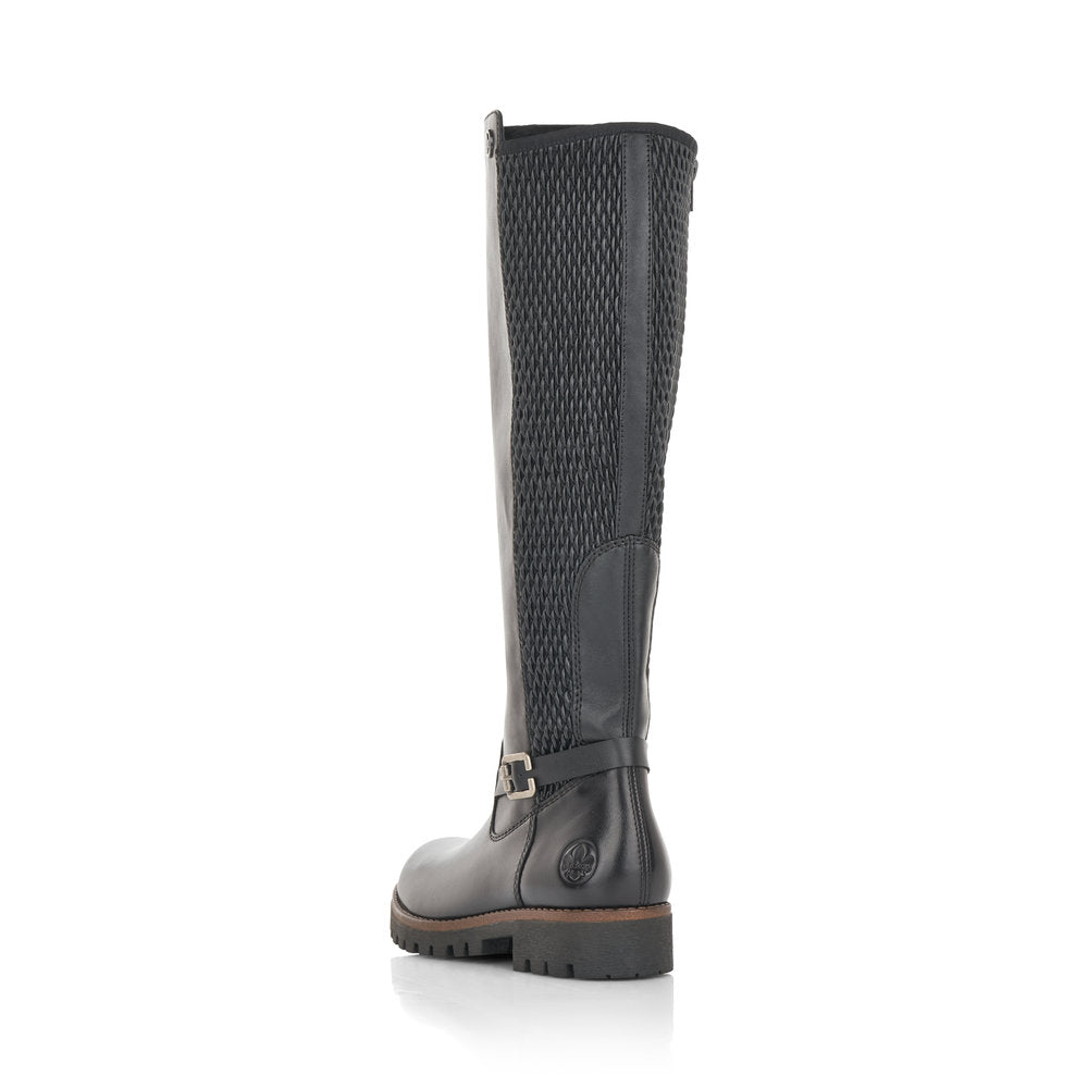 Rieker 78592-00 Ladies Black Leather Side Zip Knee High Boots - elevate your sole