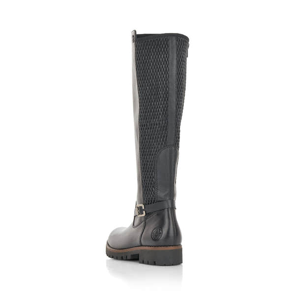 Rieker 78592-00 Ladies Black Leather Side Zip Knee High Boots - elevate your sole