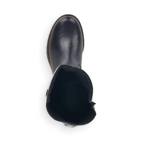 Rieker 78592-00 Ladies Black Leather Side Zip Knee High Boots - elevate your sole
