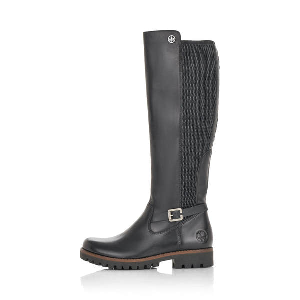 Rieker 78592-00 Ladies Black Leather Side Zip Knee High Boots - elevate your sole