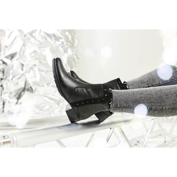 Rieker 78657-00 Ladies Black Leather Side Zip Ankle Boots-elevate your sole